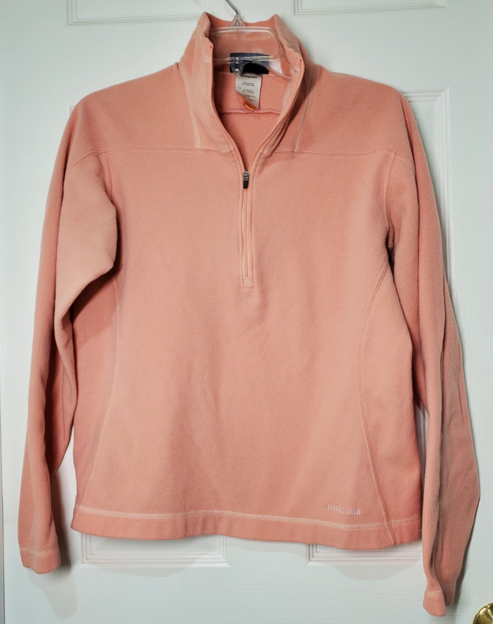 Patagonia Synchilla Womens M Pink Peach Fleece 1/4 Zip Pullover Jacket Top